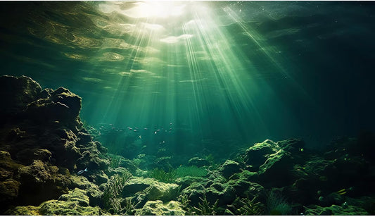 Under The Sea Aquarium Background Underwater Fish Tank Background Ocean Floor Rock Cave Sunray Terrarium Backgrounds Tropical Fish Ocean World Aquarium Reptile Tank Backgrounds 24x12in