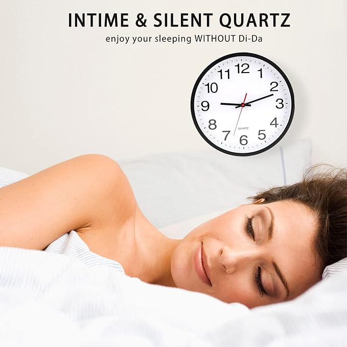 OceeK Black Wall Clock Silent Non Ticking 10 Inch, Modern Wall Clocks,Small Analog Clocks Quality Quartz Battery Operated