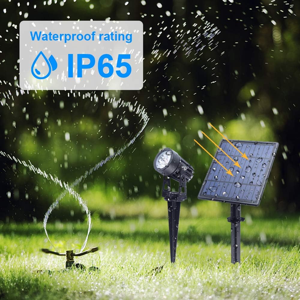 APONUO Metal Solar Spot Lights Outdoor with 9.8ft Cable Solar Powered Landscape Lighting Low Voltage IP65 Waterproof Auto On/Off for Outside Garden Yard Landscape Pathway Garage-Cool White(2-in-1)