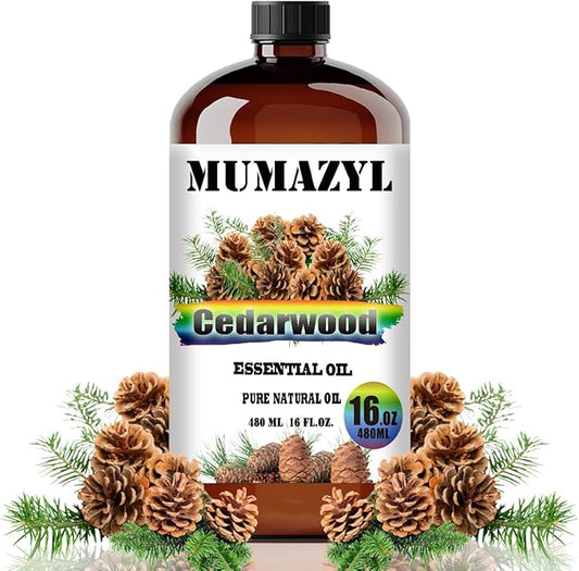 Cedarwood Essential Oil, Cedarwood Oil 16 Fl Oz 480ML for Diffuser Humidifier Yoga Cleaning DIY Candle Soap Making MUMAZYL Essential Oils
