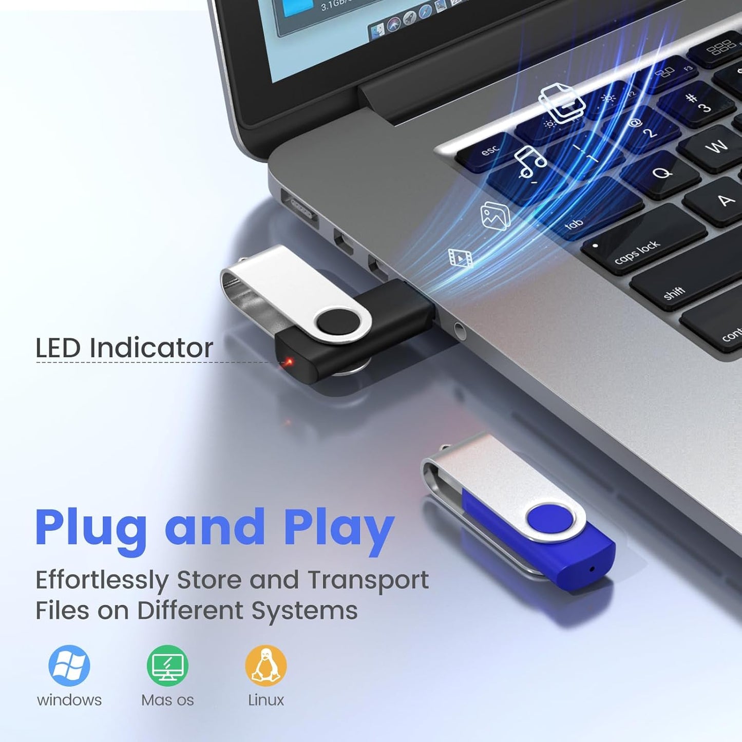 (Not 128GB) ABLAZE 128MB USB Flash Drive 100 Pack, USB 2.0 Thumb Drives Bulk Memory Sticks Pendrives 100PCS (Mixcolors)