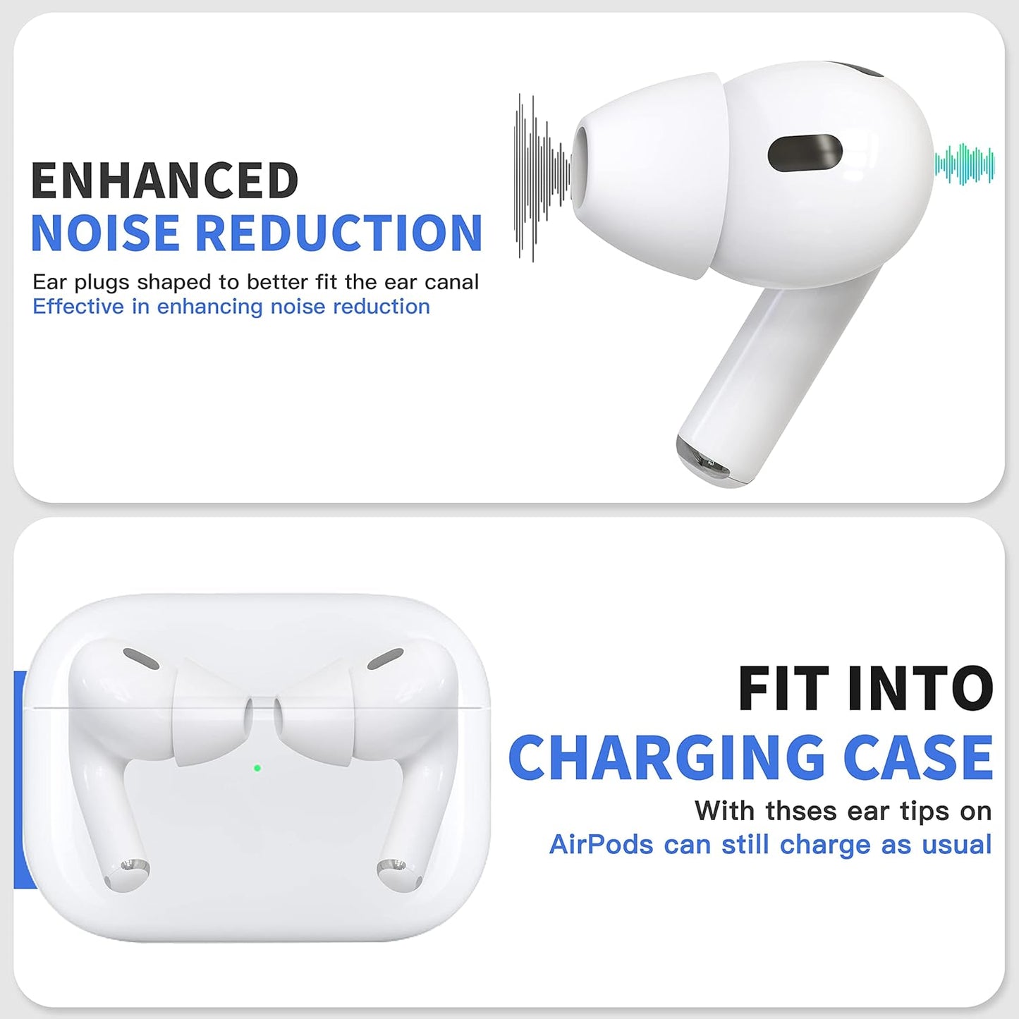 4 Pairs Ear Tips for AirPods Pro 1 & 2 [Relief Pain] [Fit in Case] Noise Cancellation Add Grip Sport Earbuds [US Patent Registered] (Small)