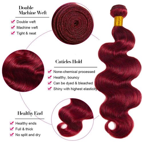 26 28 30 inch 99J Bundles Human Hair Burgundy Body Wave 3 Bundles 99J Body Wave Bundle Human Hair Extensions