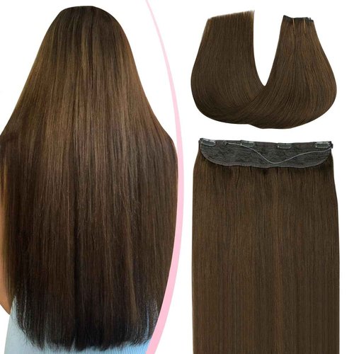 SURNEL Wire Hair Extension Invisible 18 inch Color 4 Medium Brown Secret Fish Line Hair Extensions 80g (#4,18inch)