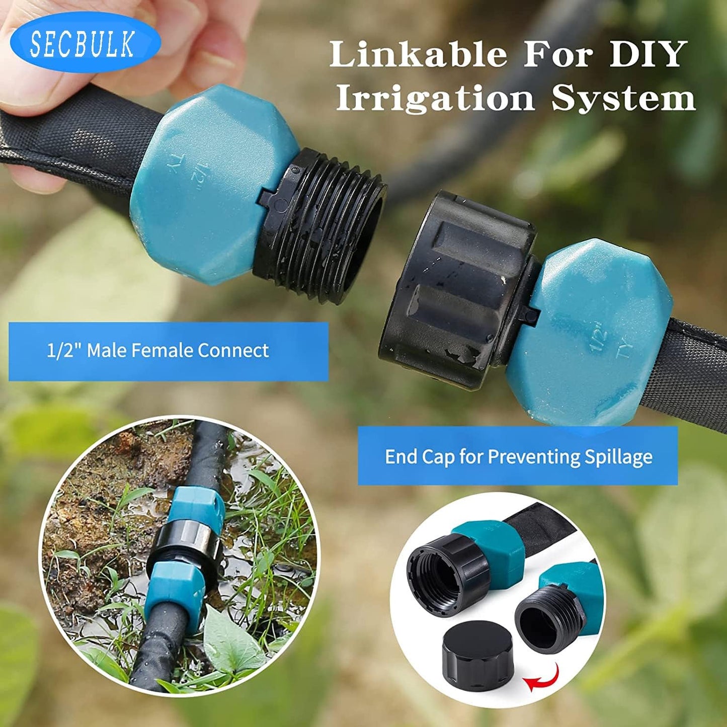 2025 Flat Soaker Hose 150 ft with Stakes for Garden, 75ft x 2 Linkable Drip Hose Diy Garden Irrigation System Saving 80% Water, Dual-layer Leak-free Design Water Hose with Holes