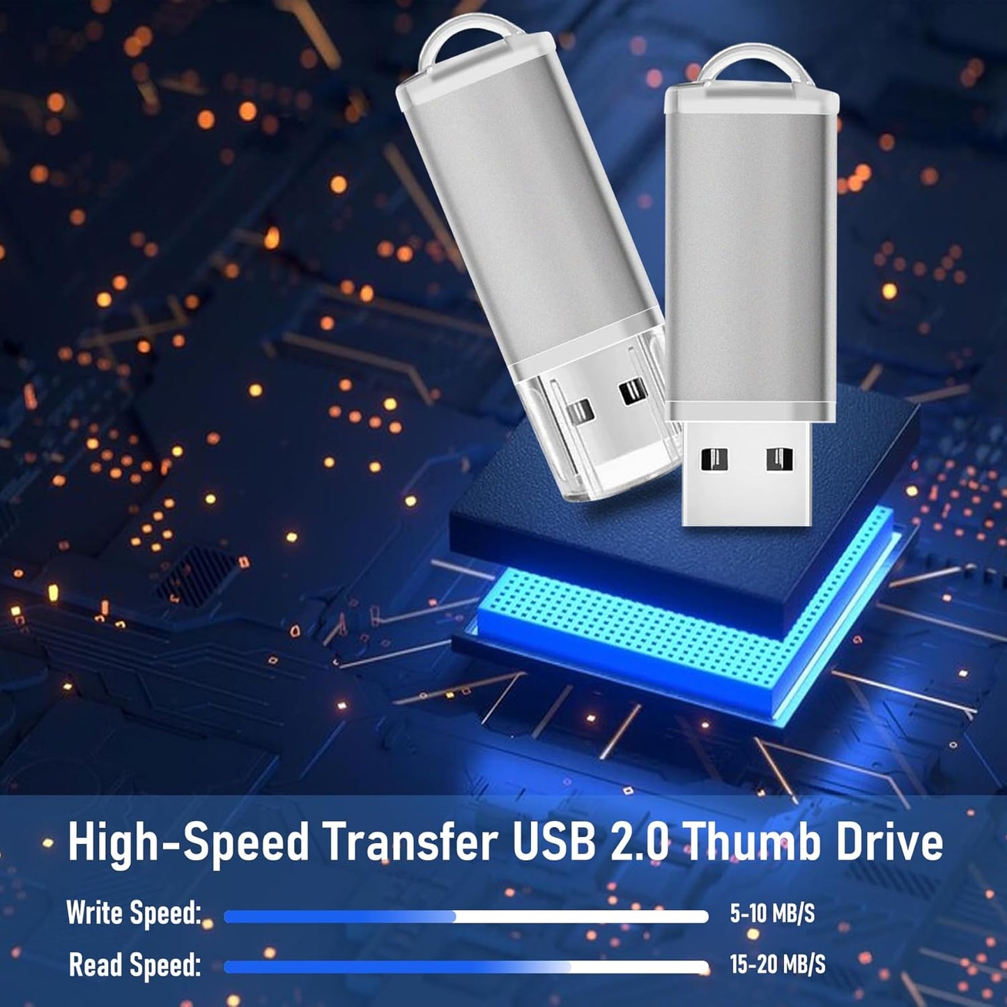 USB Thumb Drive 8GB Flash Drives 20 Pack, Nicepicten Memorias USB 2.0 Memory Stick FAT32 Flash Zip Drive 8 GB Jump Drives Multipack Pendrive with Landards and Lables (Sliver 8GB, 20 Pieces)