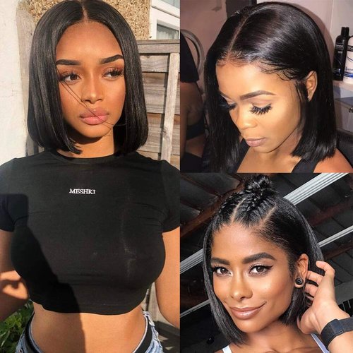 Pizazz Straight Bob Wig Human Hair 13x4 HD Transparent Lace Front Wigs Human Hair with Baby Hair 180 Density Glueless Wigs Human Hair Pre Plucked 10 inch
