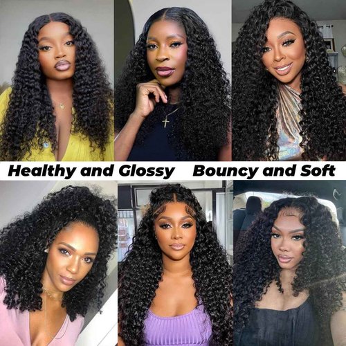 Wosama V Part Wig Human Hair curly Upgrade U Part Wig for Black Women Kinky curly Glueless Clip In Half Wig No Leave Out Wigs 180% Natural Color 22inch