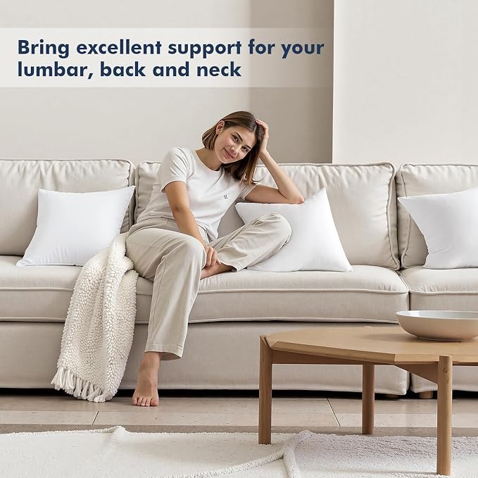 MIULEE Throw Pillows Inserts, Pack of 4 24x24 Inch 100% Virgin Fiber Filling Bed Couch Pillows
