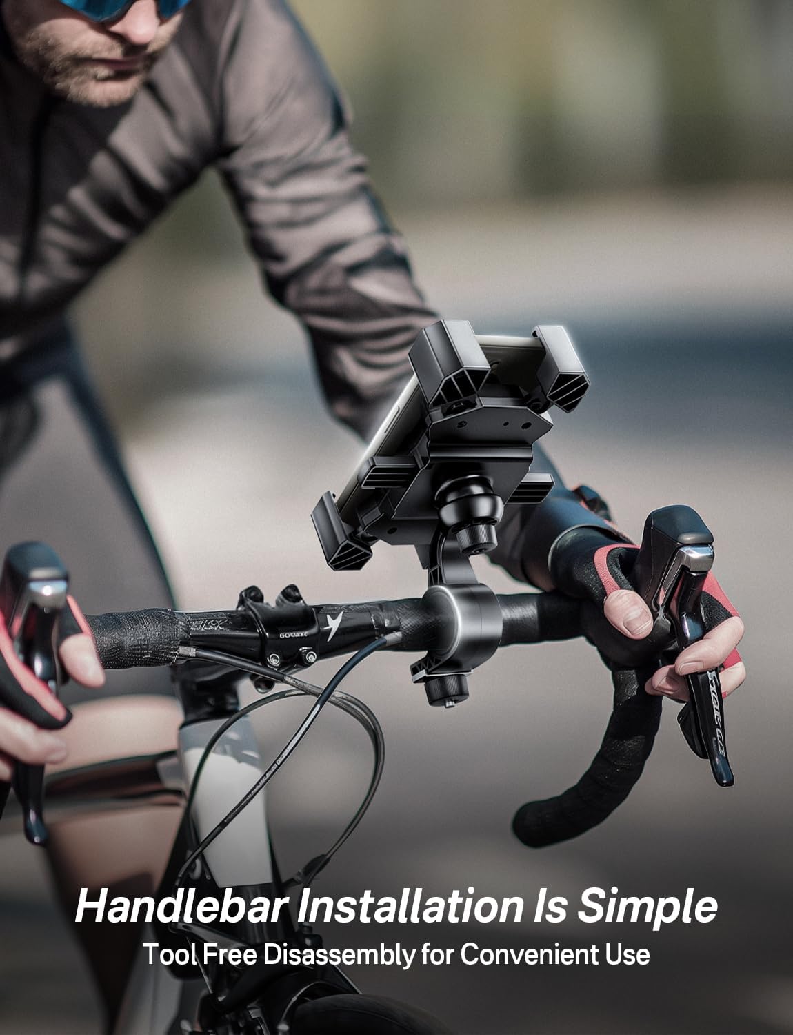 Bike Phone Holder Handlebar,Motorcycle Phone Mount,ATV Cell Phone Clamp,Scooter Phone Clip for iPhone 15 Pro Max14 13 12plus, Samsung S24Ultra S23 and More 4.7" to 7.0"" inch Phone"