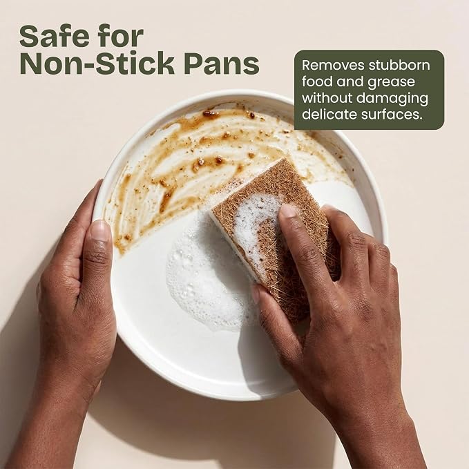 Kitchen Sponges 10 Pack - Natural Cellulose Sponge with Coconut Scrubber - Plant Based Sponges - Biodegradable Kitchen Sponge - Non-Scratch Sponges for Dishes - Eco Friendly Kitchen Sponges