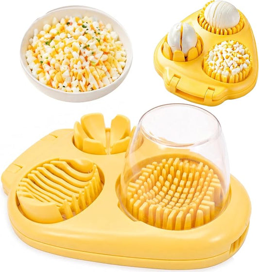 JAYVAR Egg Slicer for Hard Boiled Eggs - 3 Slice Modes Egg Chopper, Eggs Cutter with Sturdy Stainless Steel Wire, Strawberry Slicer, Dishwasher Safe Boiledegg Slicers with Container for EggSalad