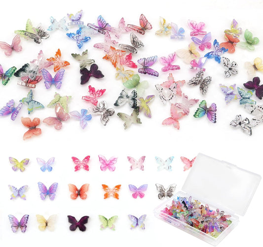 60Pcs Mini Resin Butterflies, Miniature Dollhouse Accessories Tiny Butterflies for Crafts, Mini Resin Animals Figurines for DIY Fairy Garden Dollhouse Micro Landscaping Decoration