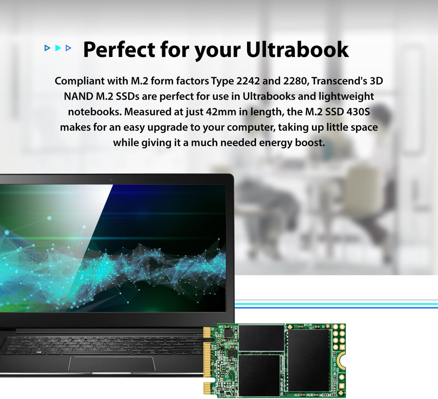 Transcend 256GB M.2 2242 SATA III SSD with Dram Cache, Up to 530MB/s, Compatible w/Ultrabook/Laptop/PC/Desktop, 3D TLC NAND Flash Internal Solid State Drive, LDPC Error Correction, SLC Cache, B+M Key