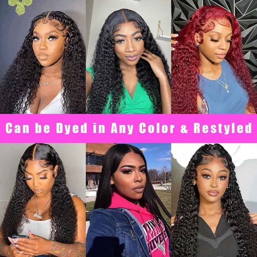 PXCPXC Deep Wave Frontal Wigs 180 Density 13x6 HD Lace Front Wigs Human Hair Pre Plucked with Baby Hair Transparent Glueless Brazilian Deep Wave Frontal Wigs for Women Natural Black Color(26inch)