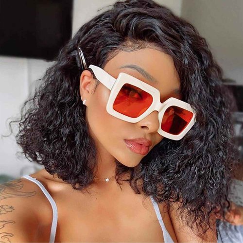 beauty youth 13x4 Water Wave Short Bob Lace Front Wigs Brazilian Virgin Human Hair Wet and Wavy Lace Front Wigs for Black Women Water Wave Transparent Lace Frontal Wig 150% Density Natural Color