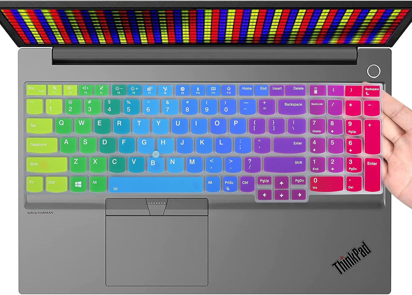 Colorful Keyboard Cover for 15.6" Lenovo ThinkPad E15 Gen 4 3 2 T15 T15p T15g L15 Gen 2 1 P51s P52 P52s P53 P72 P73/ThinkPad E580 E590 E595 L580 L590/ThinkPad T570 T575 T580 T590, Rainbow