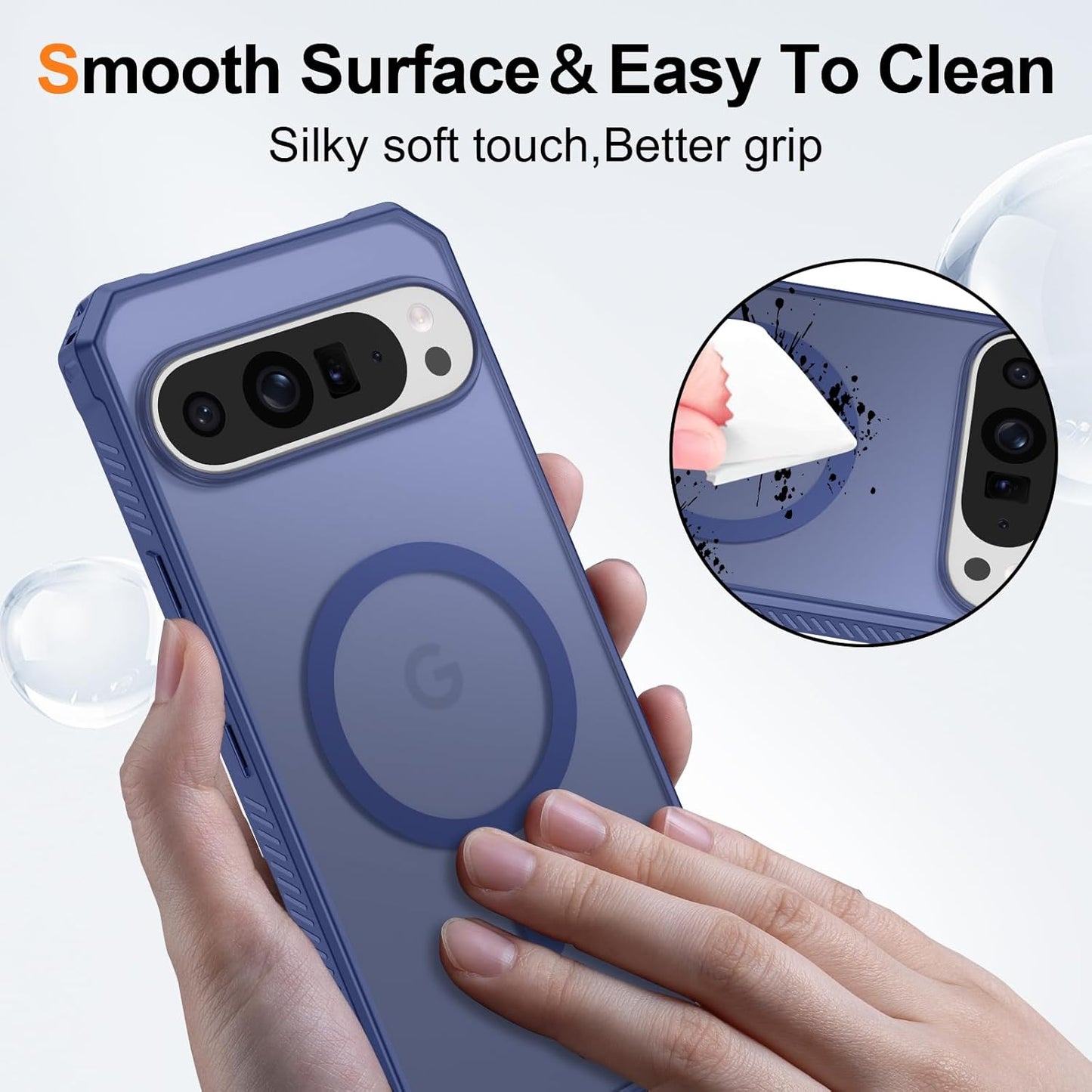 Magnetic for Google Pixel 9/Pixel 9 Pro Case, [Military Grade Drop Protection] [Compatible with MagSafe] Shockproof Slim Translucent Matte Anti-Slip for Women Girls Men Case, Matte Blue