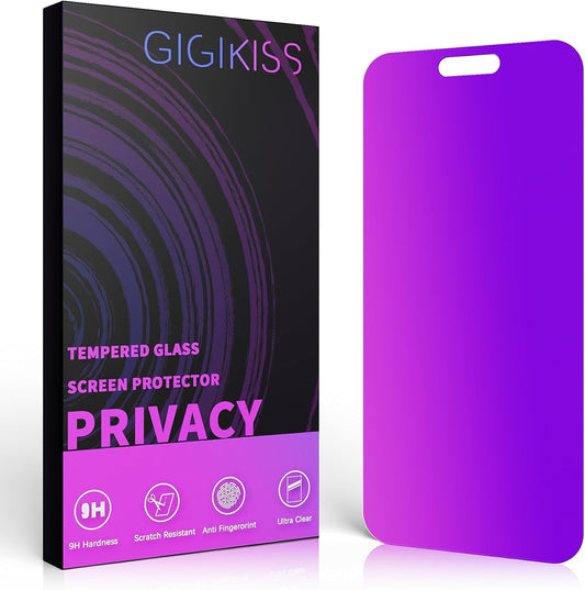 Compatible for iPhone 15 Pro Privacy Screen Protector 6.1 Inch, Purple Gradient Anti Spy Anti Blue Light HD Screen Protector Tempered Glass Easy Installation