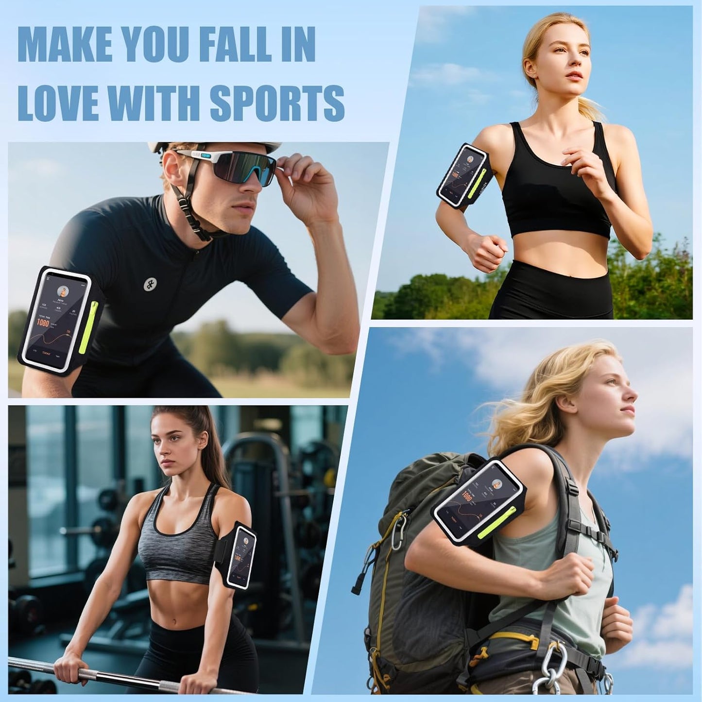 Running Armband with Earphone Pouch & Card Slot, Running Phone Holder for iPhone 16 15 14 Pro Max Plus Galaxy S25 S24 S23 Ultra, Up to 6.8" Phones"