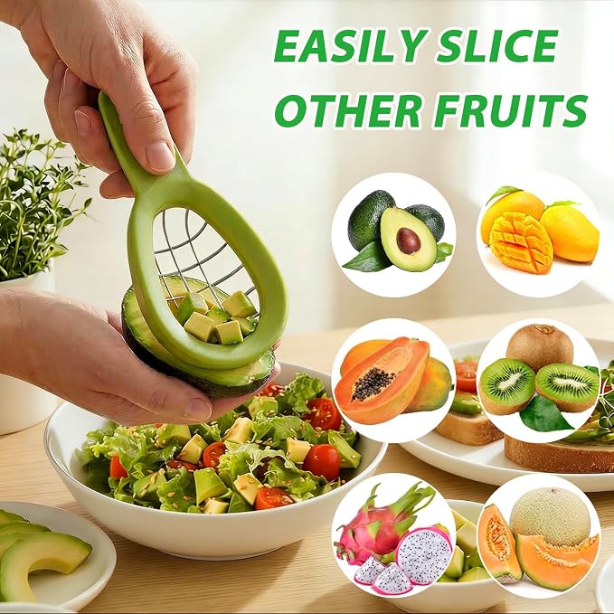 2 Pack Avocado Slicer Set, 3-in-1 Avocado Cutter Slicer Pitter Peeler, Dishwasher Safe, Multi-Functional Kitchen Avocado Prep Tool