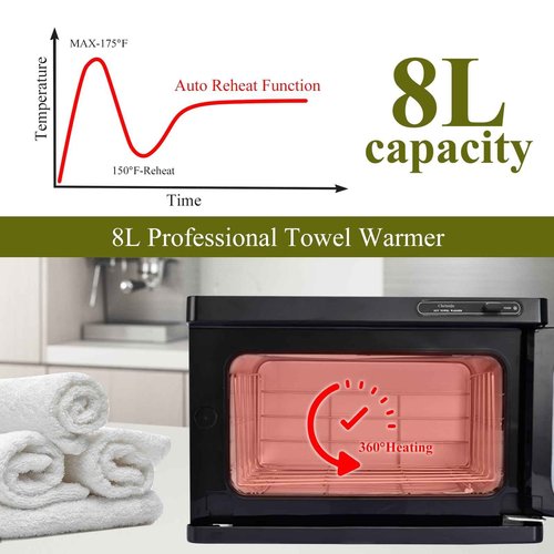 Chetunju Towel Warmer,Towel Steamer for Facial, Professional Spa Hot Towel Warmer 8L, Small Towel Warmer Cabinet, Towel Warmer for Facial caddy for Salon,Spa, Massage Use(*black)