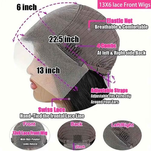 MMFZPHEIR 28Inch Water Wave Lace Front Wigs Human Hair 200 Density 13x6 HD Lace Front Wigs Pre Plucked Glueless Curly Human Hair Wigs For Women Water Wave Frontal Wigs