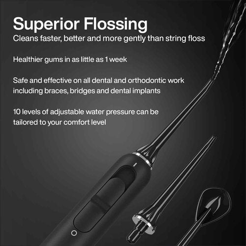 AquaSonic Home Dental Center PRO – Brushing & Flossing Made Easy – Brush & Floss – Power Toothbrush & Water Flosser – Whiter Teeth & Healthier Gums – Black Series Pro+Oral Irrigator