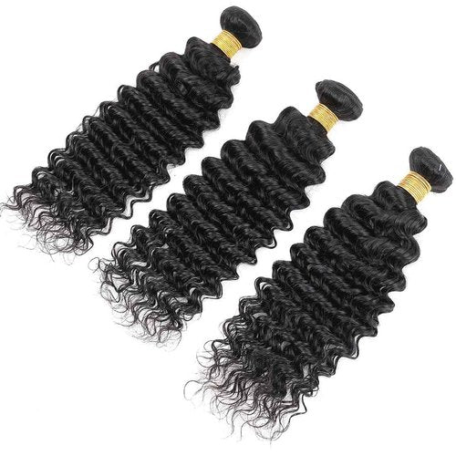 Condescension Brazilian Human Hair Bundles 22 24 26 Inch Deep Wave 3 Bundles Human Hair 100% Unprocessed Remy Brazilian Virgin Weave Hair Natural Black for Women