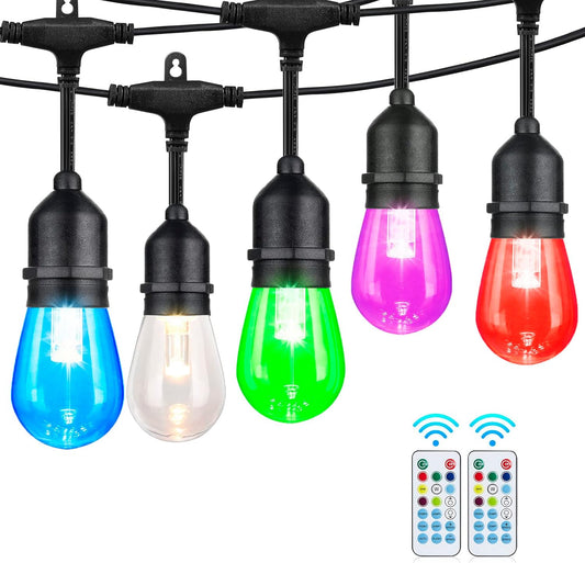 Auroraworld Outdoor String Lights, 96FT Color Changing Patio Lights Outdoor for Patio