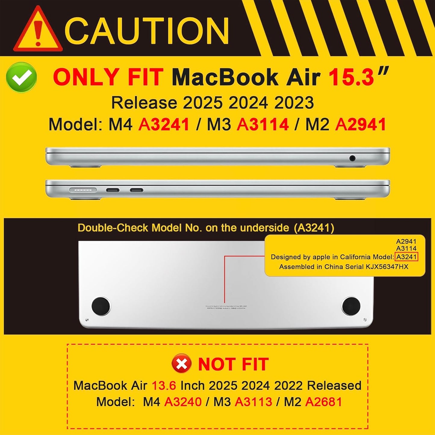 MEEgoodo for M4/M3/M2 MacBook Air 15.3 inch Case 2025 2024 2023, Case Fit Model (A3241/A3114/A2941) for MacBook Air 15 inch, Laptop Hard Shell with Keyboard Cover, Handwritten Heart