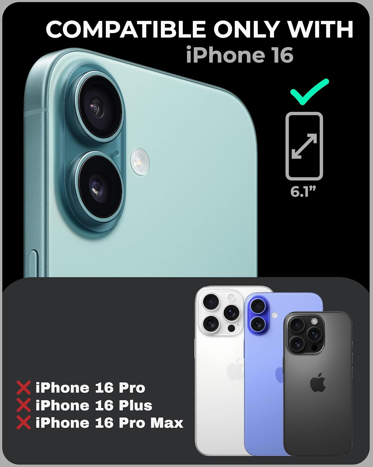 TORU CX Slim for iPhone 16 Case Wallet | Protective Shockproof Heavy Duty Cover with Hidden Card Holder & Card Slot | Mirror & Wrist Strap Included - Green
