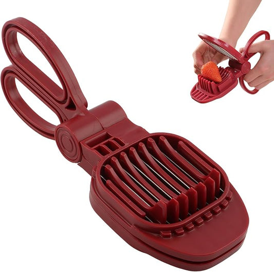 Fruit Slicer, Egg Slicer for Hard Boiled Eggs, Multi-Functional Kitchen Gadget for Strawberry, Banana, Kiwi, Hard Boiled Eggs, Cucumber, Sausage - Rapid & Safe Slicing Tool(COLOR:Red)