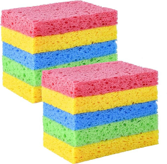 YoleShy Sponge Kitchen Natural Cellulose Sponges 10 Pack Compressed Sponges for Cleaning Reusable Dish Sponge Kitchen Non-Scratch DIY