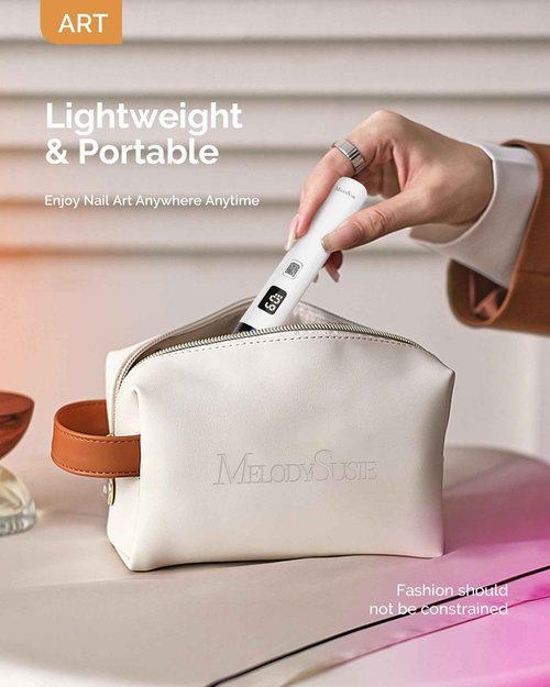 MelodySusie Nail Dust Collector with Reusable Filter with Handheld UV Light for Gel Nails