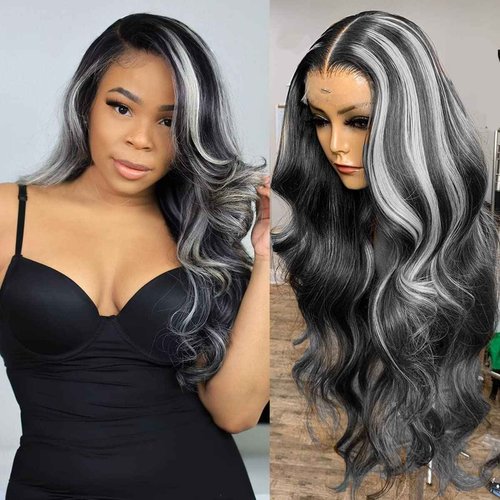 Habiliana Bundles Human Hair 22 24 26 Inch Body Wave P4/GREY Human Hair Bundles 11A Unprocessed Brazilian Virgin Quick Weave Hair Extensions for Black Women