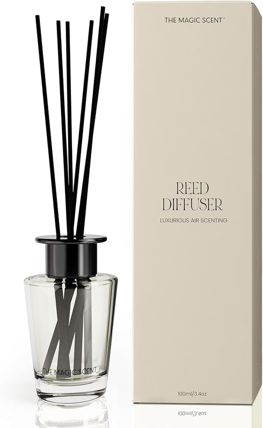 The Magic Scent Mahogany & Teakwood Reed Diffuser for Home - Luxury Scent Diffuser with Premium Fiber Reeds for Lasting Gentle Dispersal - Natural, Toxin-Free Aroma Inspired by Ambercrombie & Fitch