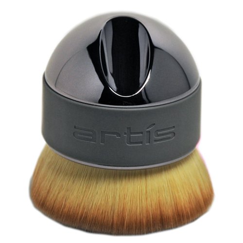 Artis Elite Palm Brush, Mini Palm Brush for Powder Foundation, Self Tanner, Body Makeup, Bronzer & Contour, Ergonomic Dome Shaped Soft CosmeFibre Applicator - Smoke Handle