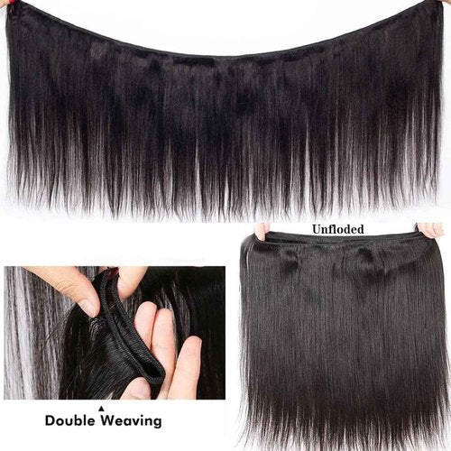 Kareenma Straight Bundles Human Hair 16 18 20 22 Inches 100% Unprocessed Brazilian Virgin Hair Straight Weave Human Hair Bundles 4 Bundles Human Hair Extensions