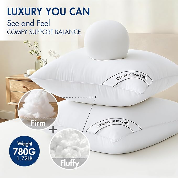 MIULEE 22x22 Inch Pillows Inserts, Pack of 2 Down Alternative Virgin Filling Comfy Support Throw Pillows for Sofa Couch Bed