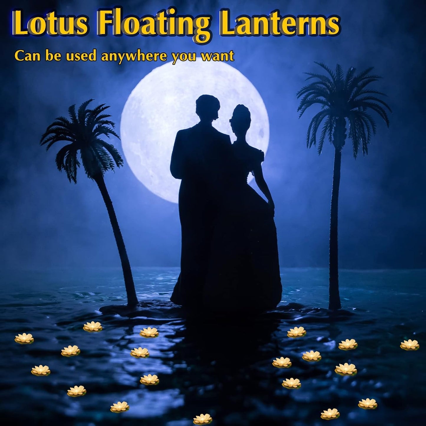 Liliful 36 Pcs Diwali Lotus Decoration Floating Lights Lotus Artificial Floating Flowers for Pool with LED Lights Battery Operated for Indian Puja Ganesh chaturthi Diwali(3.94 Inch,White)