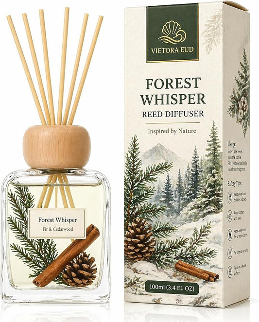 Fir Reed Diffuser, Woody Forest Home Fragrance for Bedroom Bathroom & Living Room, Long Lasting Essential Oil Diffuser Sticks up to 120 Days, Non Toxic Pet & Kid Friendly, IFRA Compliant, 3.4 FL OZ