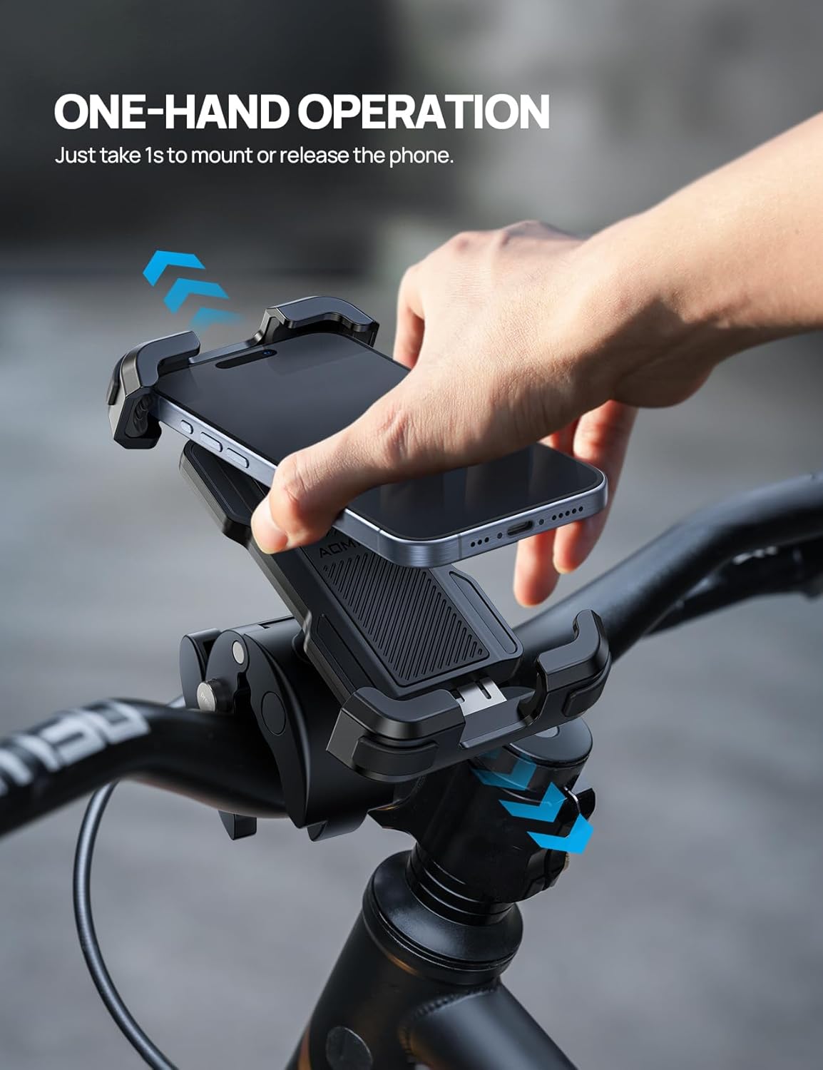 Bike Motorcycle Phone Holder Mount - [2025 Quick Release] Bike Phone Holder Handlebar Clamp, Bicycle Scooter Phone Clip for iPhone 16 15 14 13 12 11 Pro Max Plus Mini, 4.7-6.8" Smartphone"