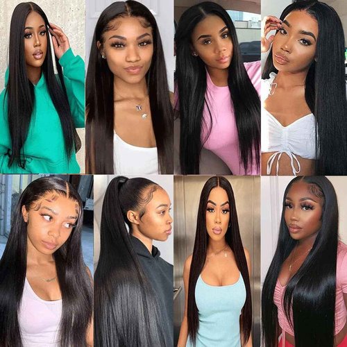 Xojao Straight Lace Front Wigs Human Hair Pre Plucked 13x4 HD Lace Frontal Wigs for Women Brazilian Virgin Human Hair Wig With Baby Hair Glueless Natural Color 180 Density 26 Inch