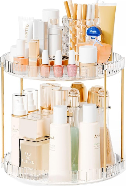 Yieach Acrylic 360 Rotating Makeup Organizer and Perfume Organizer (2 Tier)