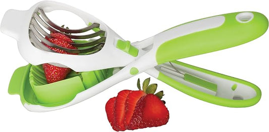 HIC Kitchen Handy Dandy Slicer For Eggs, Fruit, Mushrooms, Stainless Steel Blades, Non-Slip Grip, Spring-Loaded Action