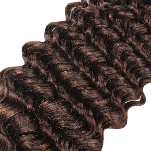 Giginger Bundles Human Hair 20 22 24 Inch Chocolate Brown Deep Wave Human Hair Bundles Deep Curly Unprocessed Quick Weave Soft Sewn In Hair Extensions for Black Women