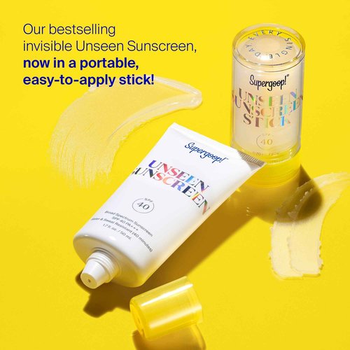 Supergoop! Unseen Sunscreen Stick - SPF 40 - Clear & Invisible + Broad Spectrum - Glides Over Makeup - Natural Finish - For All Skin Types - 0.7 fl oz, 2 Pack