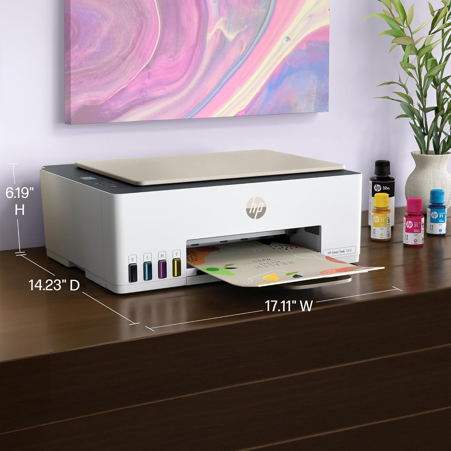 HP Smart Tank 5000 Wireless All-in-One Ink Tank Printer with up to 2 years of ink included, mobile print, scan, copy