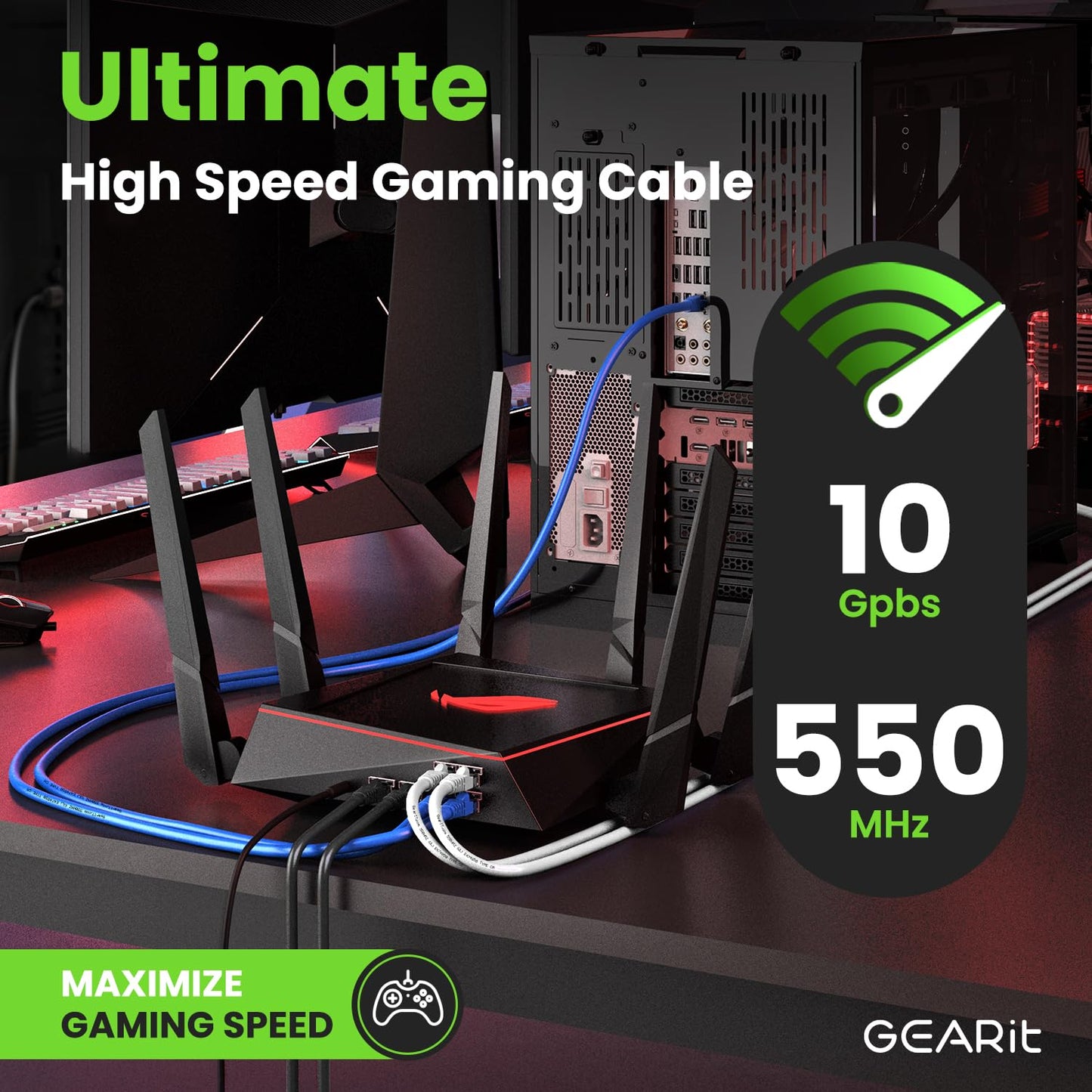 GEARit Cat 6 Ethernet Cable Pack - 5-Pack 30 ft Cat6 Ethernet Patch Cables | RJ45 Network Patch Cable, 10 Gbps Snagless Gold-Plated Connectors - Ethernet Cable Cat 6 for PC, TV, Router - Black